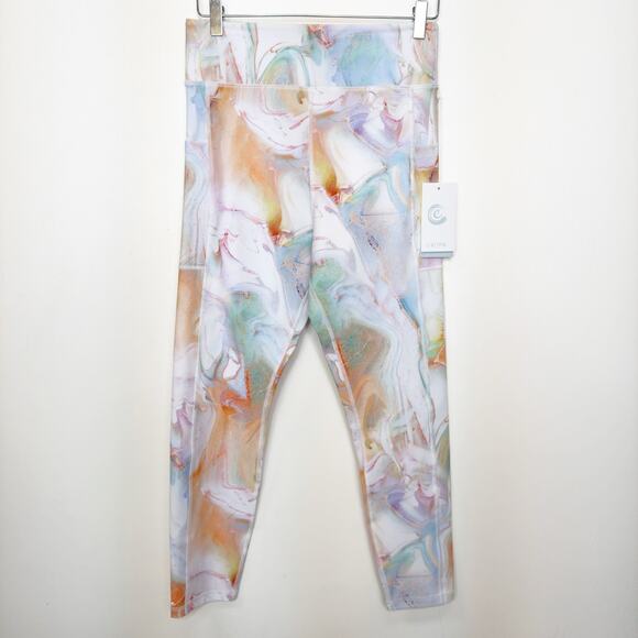 NWT Calme by Johnny Was Multi Marble High Waist Endurance Leggings L - Picture 2 of 9